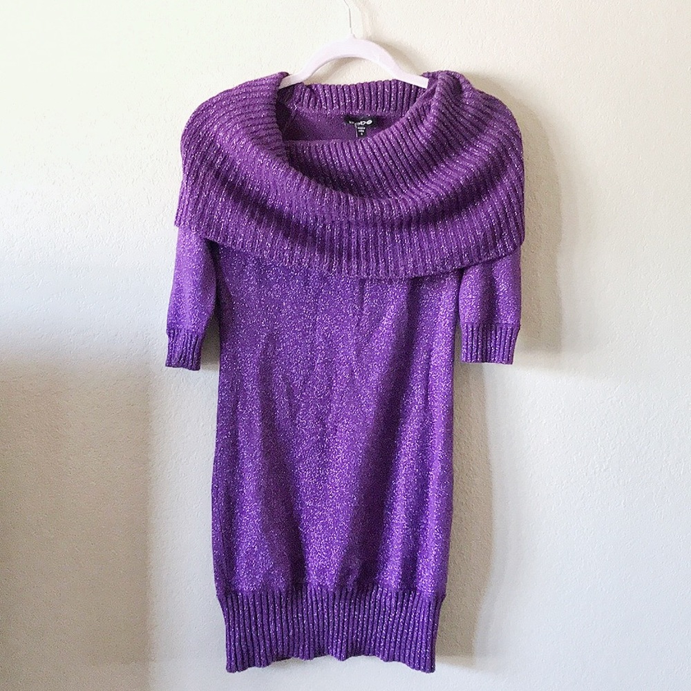 BEBE Purple Bodycon Dress w/ Sparkles/Glitter